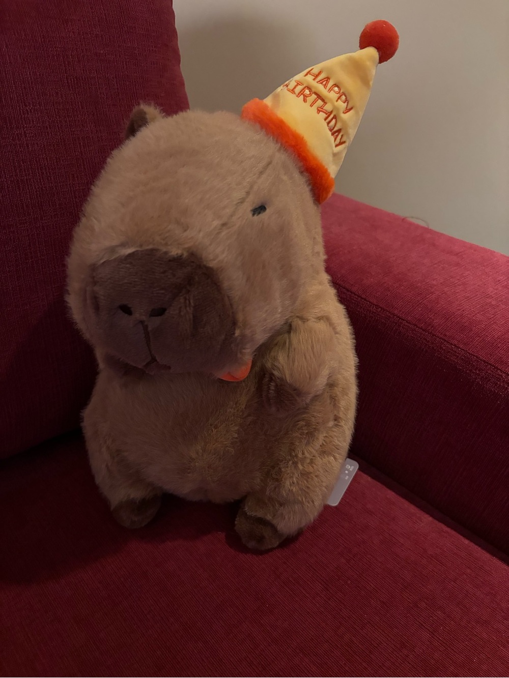 Plush Kawaii Brown Birthday Capybara Stuffed Animal - Picture 2 of 6